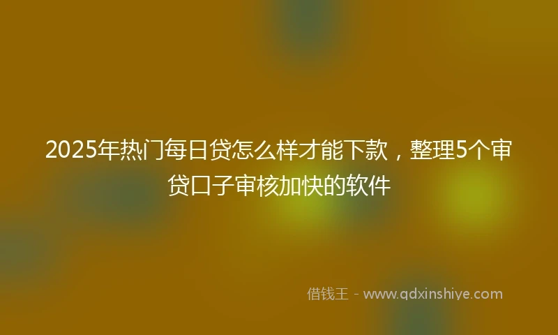 2025年热门每日贷怎么样才能下款，整理5个审贷口子审核加快的软件