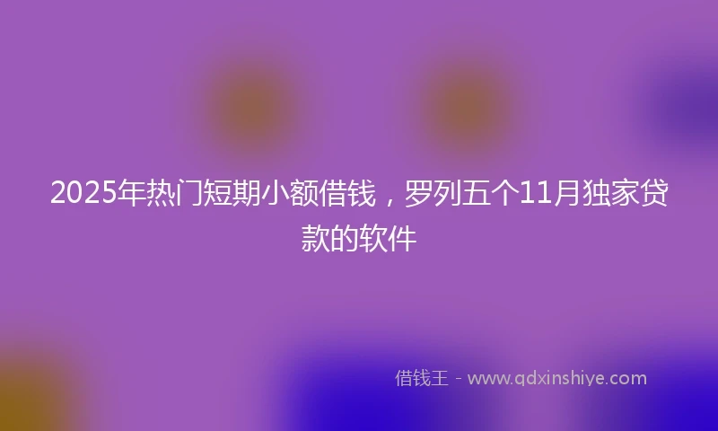2025年热门短期小额借钱，罗列五个11月独家贷款的软件