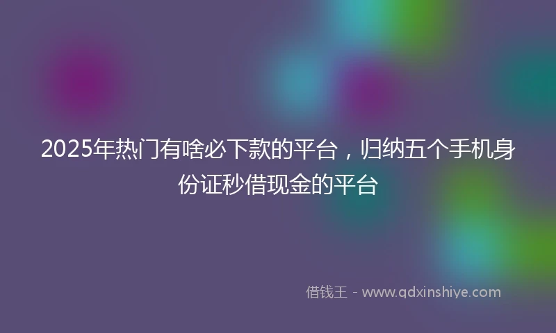 2025年热门有啥必下款的平台，归纳五个手机身份证秒借现金的平台