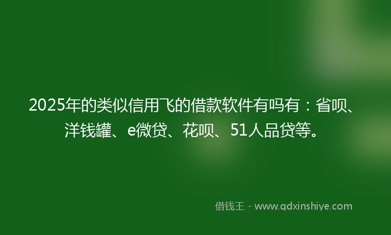 2025年的类似信用飞的借款软件有吗有：省呗、洋钱罐、e微贷、花呗、51人品贷等。