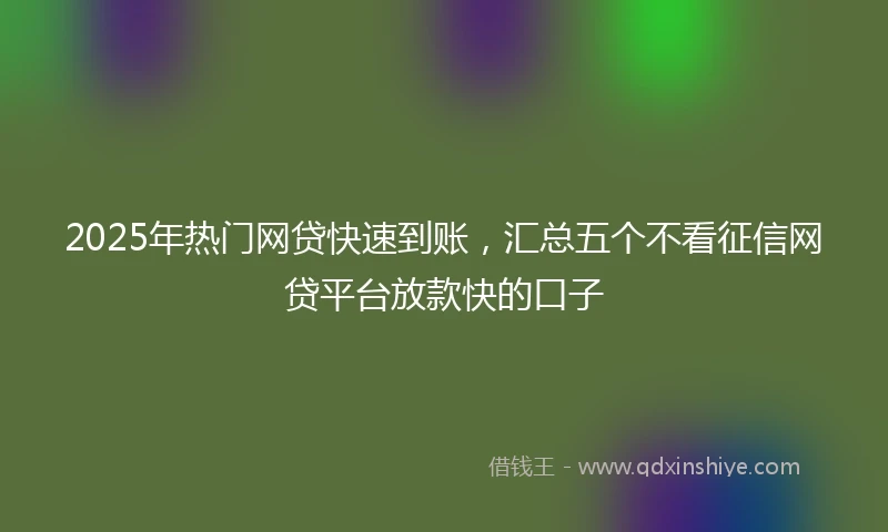 2025年热门网贷快速到账，汇总五个不看征信网贷平台放款快的口子