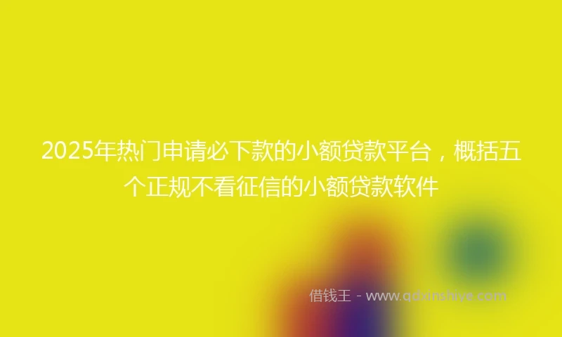 2025年热门申请必下款的小额贷款平台，概括五个正规不看征信的小额贷款软件
