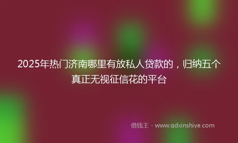2025年热门济南哪里有放私人贷款的，归纳五个真正无视征信花的平台