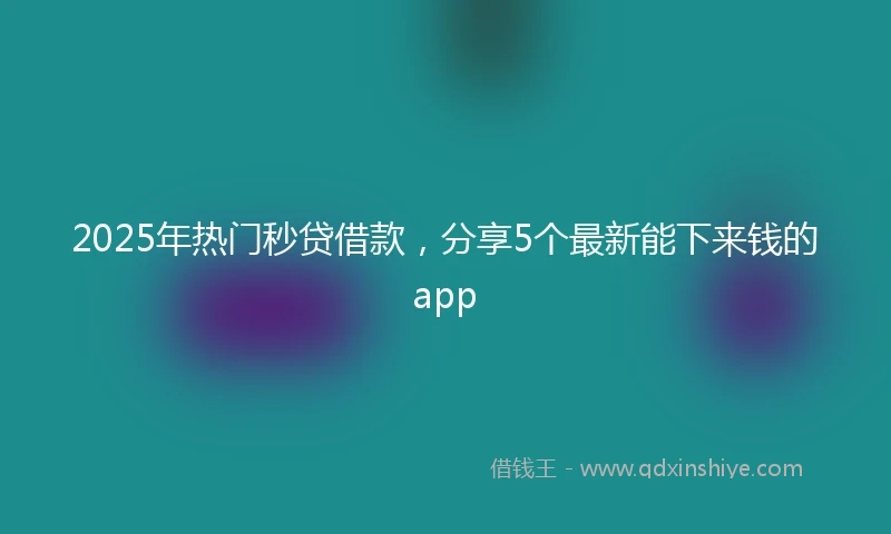 2025年热门秒贷借款，分享5个最新能下来钱的app