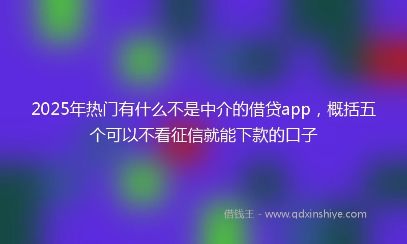 2025年热门有什么不是中介的借贷app，概括五个可以不看征信就能下款的口子