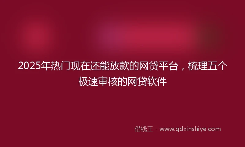 2025年热门现在还能放款的网贷平台，梳理五个极速审核的网贷软件