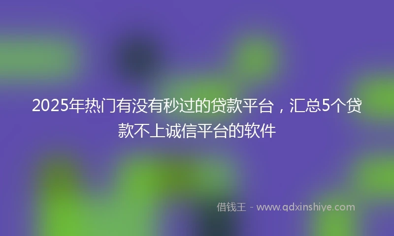 2025年热门有没有秒过的贷款平台，汇总5个贷款不上诚信平台的软件