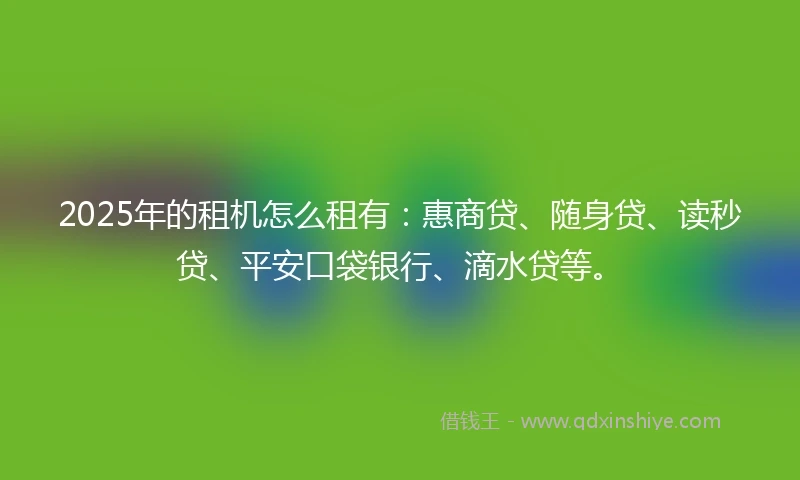 2025年的租机怎么租有：惠商贷、随身贷、读秒贷、平安口袋银行、滴水贷等。