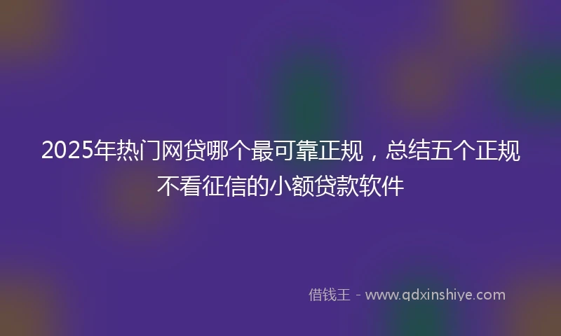 2025年热门网贷哪个最可靠正规，总结五个正规不看征信的小额贷款软件