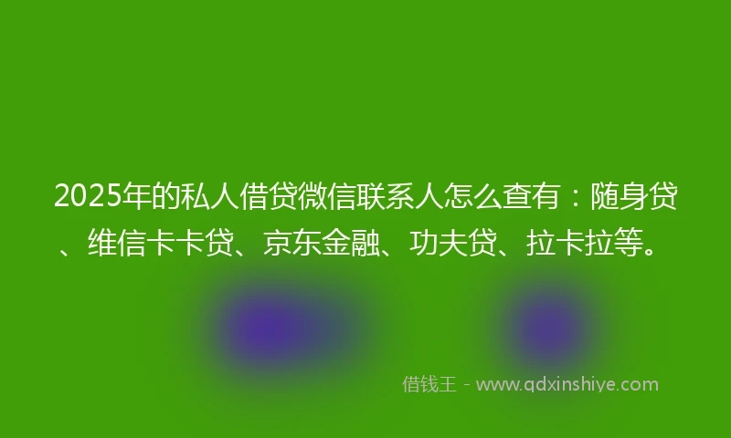 2025年的私人借贷微信联系人怎么查有：随身贷、维信卡卡贷、京东金融、功夫贷、拉卡拉等。