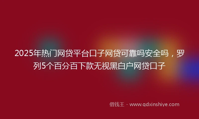 2025年热门网贷平台口子网贷可靠吗安全吗，罗列5个百分百下款无视黑白户网贷口子