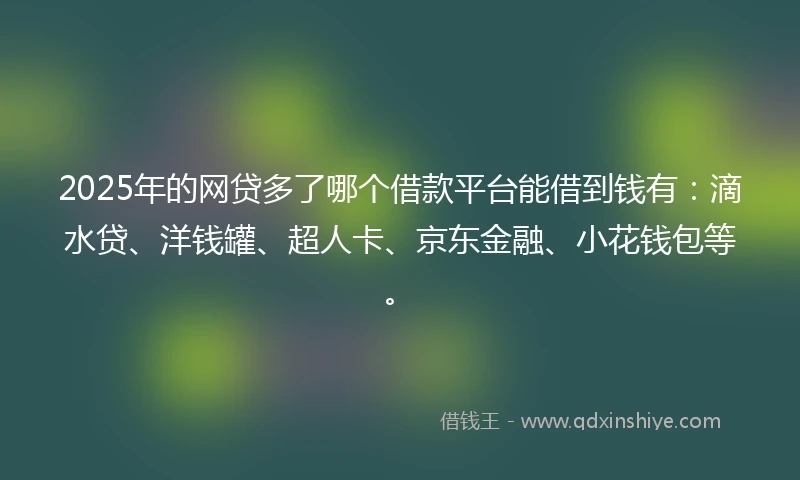 2025年的网贷多了哪个借款平台能借到钱有：滴水贷、洋钱罐、超人卡、京东金融、小花钱包等。