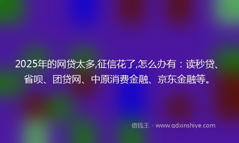 2025年的网贷太多,征信花了,怎么办有：读秒贷、省呗、团贷网、中原消费金融、京东金融等。