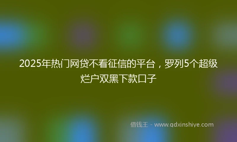 2025年热门网贷不看征信的平台，罗列5个超级烂户双黑下款口子