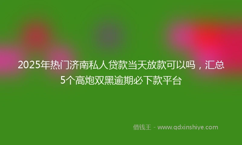 2025年热门济南私人贷款当天放款可以吗，汇总5个高炮双黑逾期必下款平台