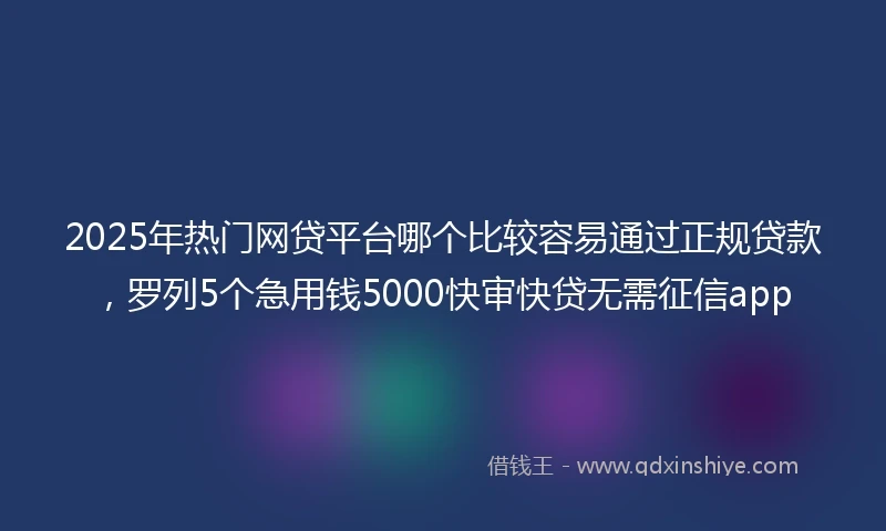 2025年热门网贷平台哪个比较容易通过正规贷款，罗列5个急用钱5000快审快贷无需征信app