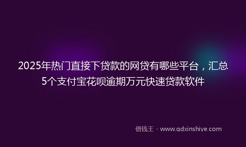 2025年热门直接下贷款的网贷有哪些平台，汇总5个支付宝花呗逾期万元快速贷款软件