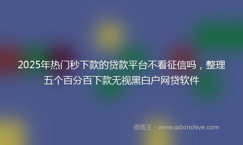 2025年热门秒下款的贷款平台不看征信吗，整理五个百分百下款无视黑白户网贷软件