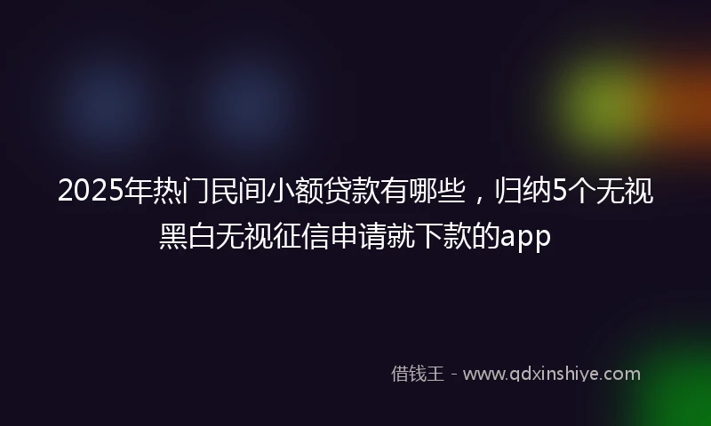 2025年热门民间小额贷款有哪些，归纳5个无视黑白无视征信申请就下款的app