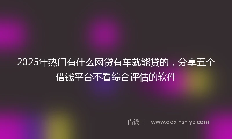 2025年热门有什么网贷有车就能贷的，分享五个借钱平台不看综合评估的软件