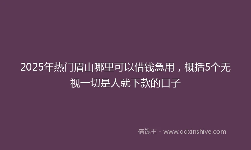 2025年热门眉山哪里可以借钱急用，概括5个无视一切是人就下款的口子