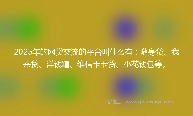 2025年的网贷交流的平台叫什么有：随身贷、我来贷、洋钱罐、维信卡卡贷、小花钱包等。