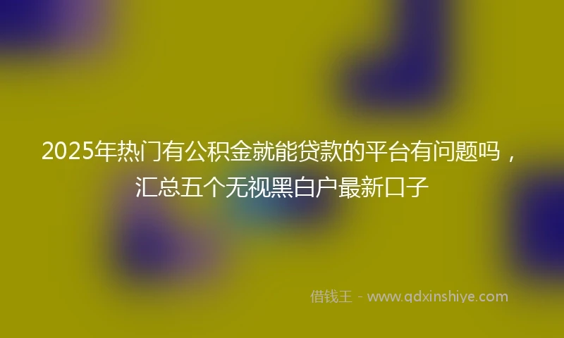 2025年热门有公积金就能贷款的平台有问题吗，汇总五个无视黑白户最新口子