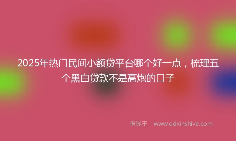 2025年热门民间小额贷平台哪个好一点，梳理五个黑白贷款不是高炮的口子