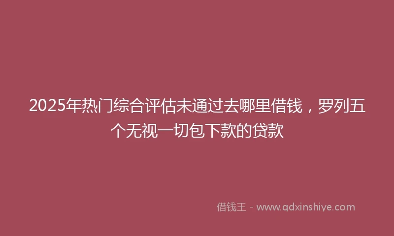 2025年热门综合评估未通过去哪里借钱，罗列五个无视一切包下款的贷款