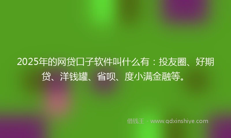 2025年的网贷口子软件叫什么有：投友圈、好期贷、洋钱罐、省呗、度小满金融等。