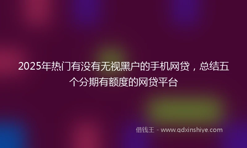 2025年热门有没有无视黑户的手机网贷，总结五个分期有额度的网贷平台