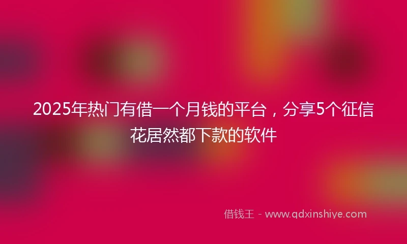 2025年热门有借一个月钱的平台，分享5个征信花居然都下款的软件