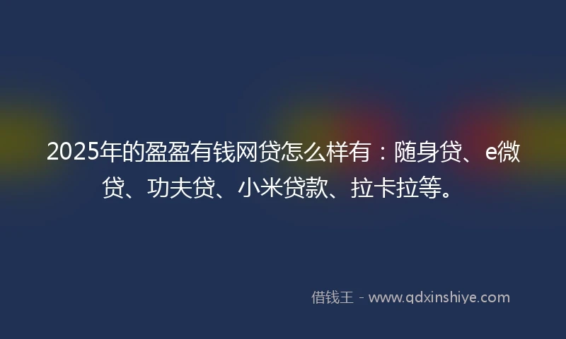 2025年的盈盈有钱网贷怎么样有：随身贷、e微贷、功夫贷、小米贷款、拉卡拉等。