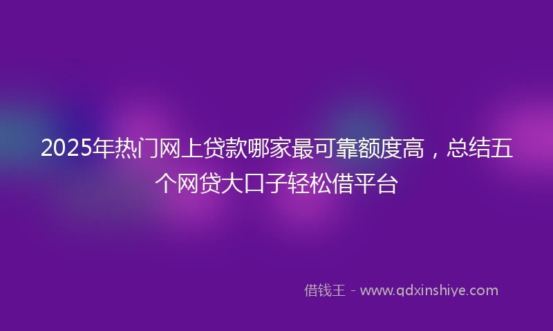 2025年热门网上贷款哪家最可靠额度高，总结五个网贷大口子轻松借平台