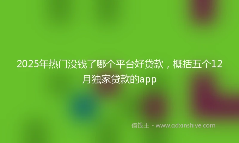 2025年热门没钱了哪个平台好贷款，概括五个12月独家贷款的app