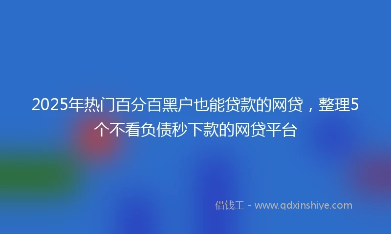 2025年热门百分百黑户也能贷款的网贷，整理5个不看负债秒下款的网贷平台