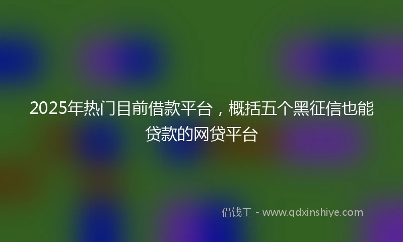 2025年热门目前借款平台，概括五个黑征信也能贷款的网贷平台
