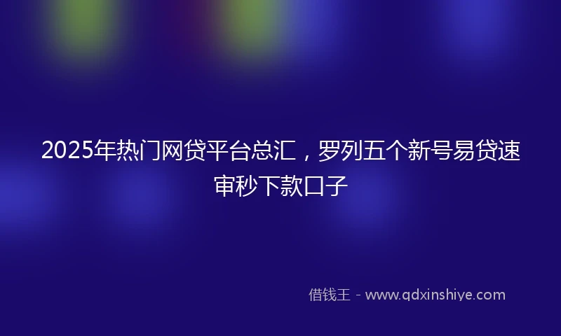 2025年热门网贷平台总汇，罗列五个新号易贷速审秒下款口子