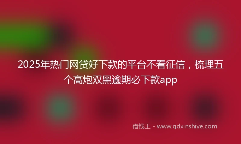 2025年热门网贷好下款的平台不看征信，梳理五个高炮双黑逾期必下款app