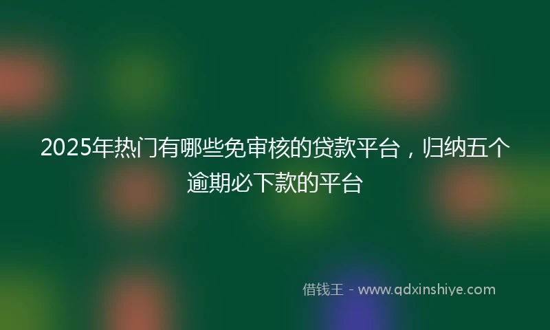 2025年热门有哪些免审核的贷款平台，归纳五个逾期必下款的平台