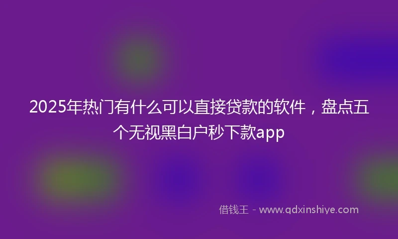 2025年热门有什么可以直接贷款的软件，盘点五个无视黑白户秒下款app
