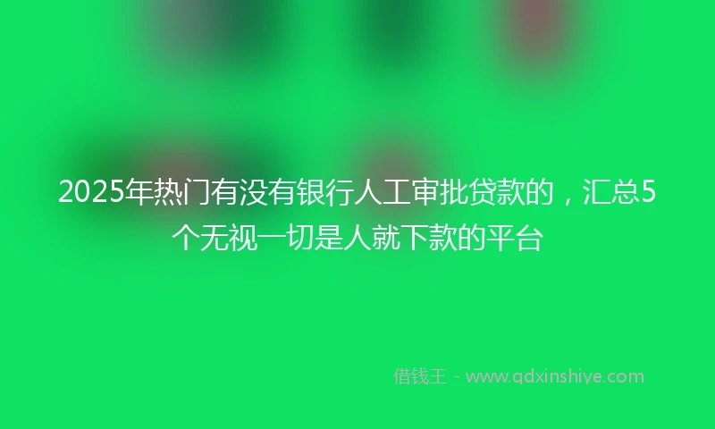 2025年热门有没有银行人工审批贷款的，汇总5个无视一切是人就下款的平台