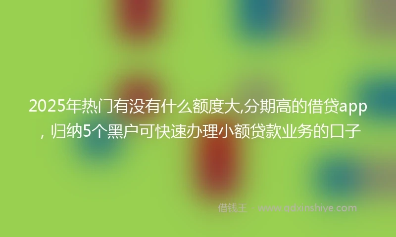 2025年热门有没有什么额度大,分期高的借贷app，归纳5个黑户可快速办理小额贷款业务的口子