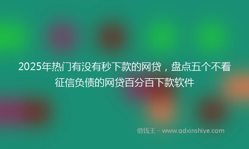 2025年热门有没有秒下款的网贷，盘点五个不看征信负债的网贷百分百下款软件