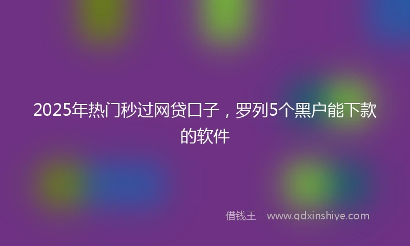 2025年热门秒过网贷口子，罗列5个黑户能下款的软件