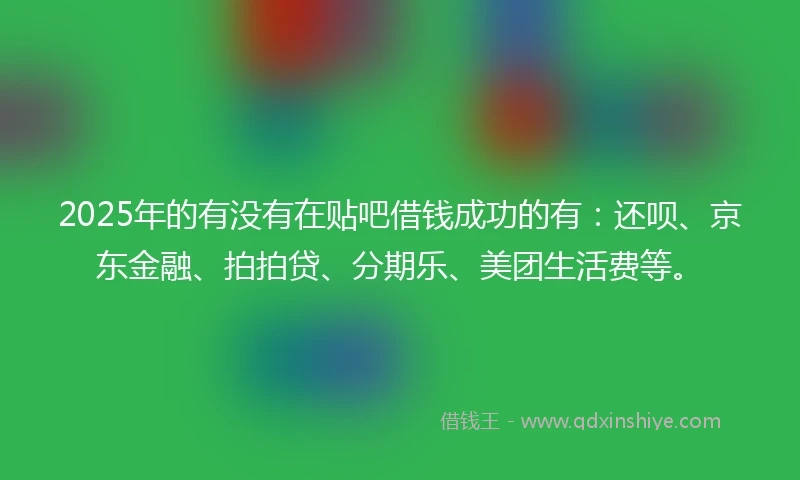 2025年的有没有在贴吧借钱成功的有：还呗、京东金融、拍拍贷、分期乐、美团生活费等。