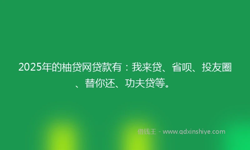 2025年的柚贷网贷款有：我来贷、省呗、投友圈、替你还、功夫贷等。