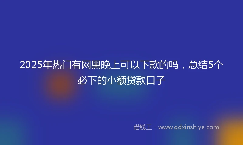 2025年热门有网黑晚上可以下款的吗，总结5个必下的小额贷款口子