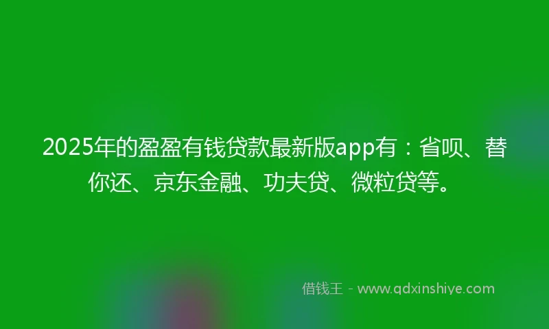 2025年的盈盈有钱贷款最新版app有：省呗、替你还、京东金融、功夫贷、微粒贷等。