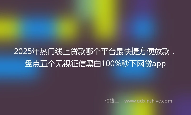 2025年热门线上贷款哪个平台最快捷方便放款，盘点五个无视征信黑白100%秒下网贷app